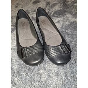 Clarks Bendables Ballet Flats Shoes‎ Womans 8.5 Black Leather Proposal Pixie...
